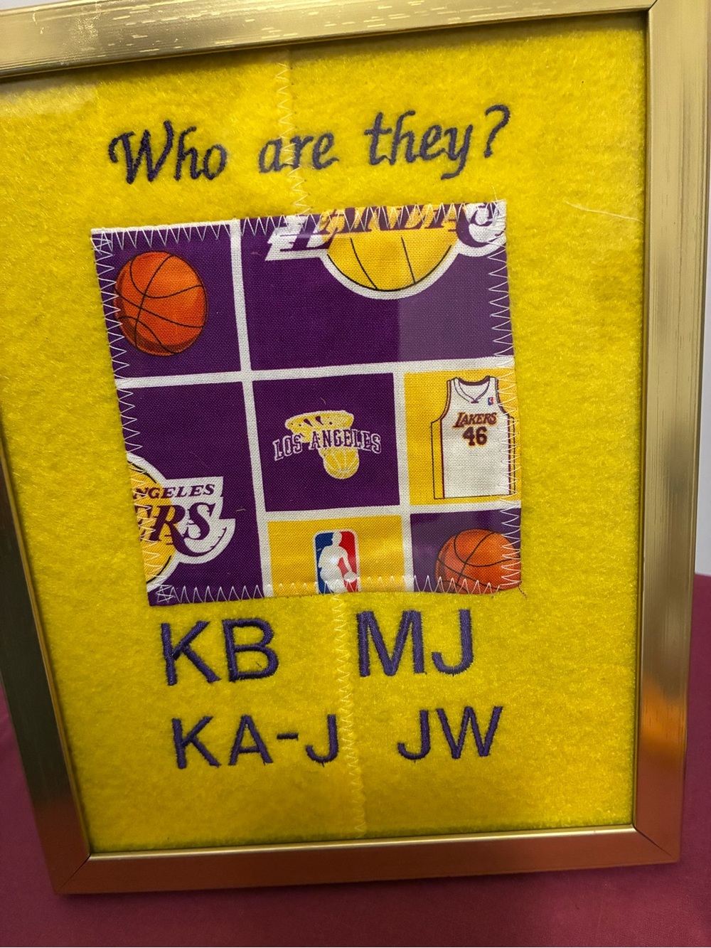 Lakers Yellow & Purple Felt Vanity NBA frame Team-Inspired Fabric